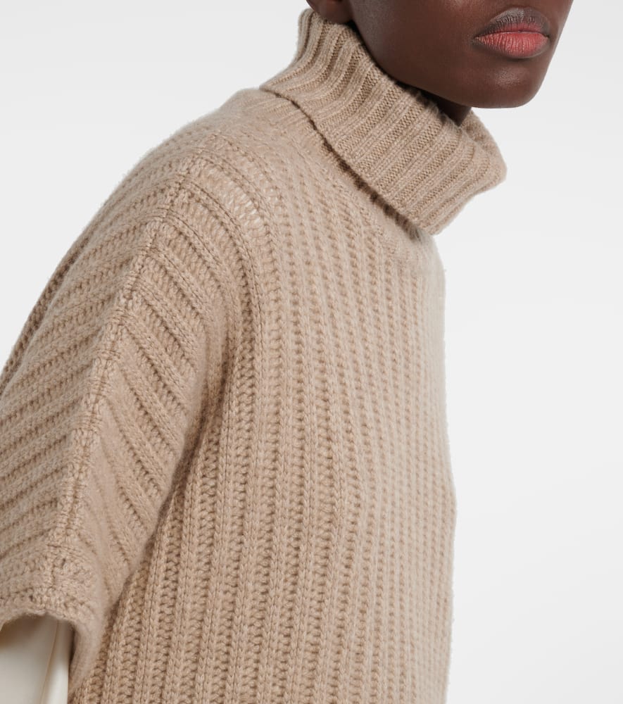 Brunello Cucinelli Ribbed-knit Cashmere Turtleneck Sweater In Brown