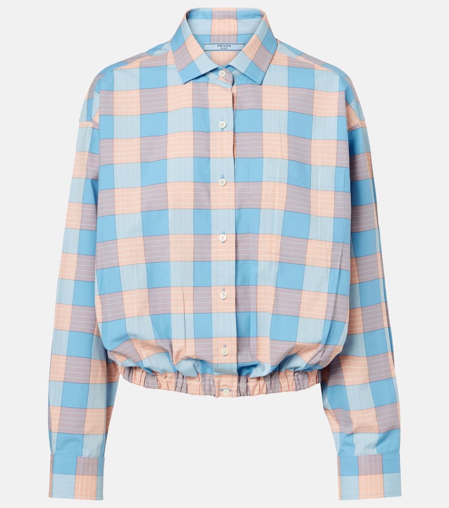 Prada Checked Cotton Poplin Shirt In Multi
