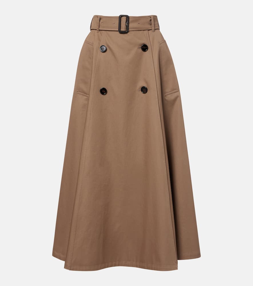 Burberry Beige Skirt With Adjustable Belt And Button Closure In Cotton Woman In Brown