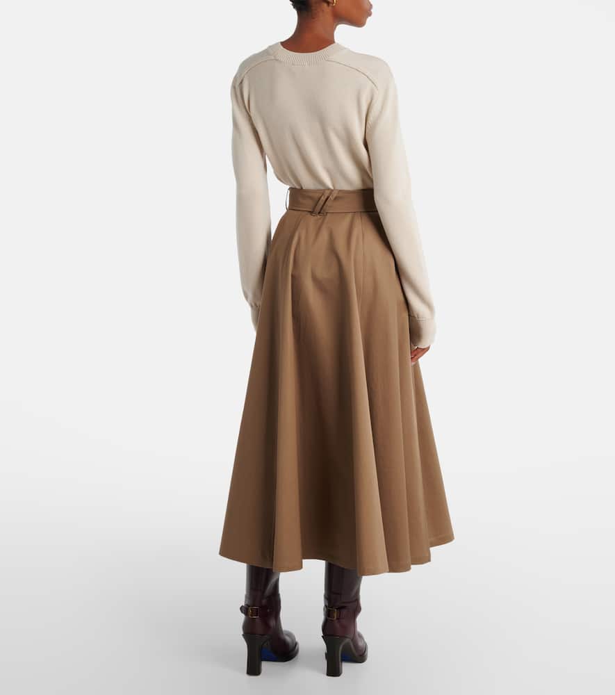 Burberry Beige Skirt With Adjustable Belt And Button Closure In Cotton Woman In Brown