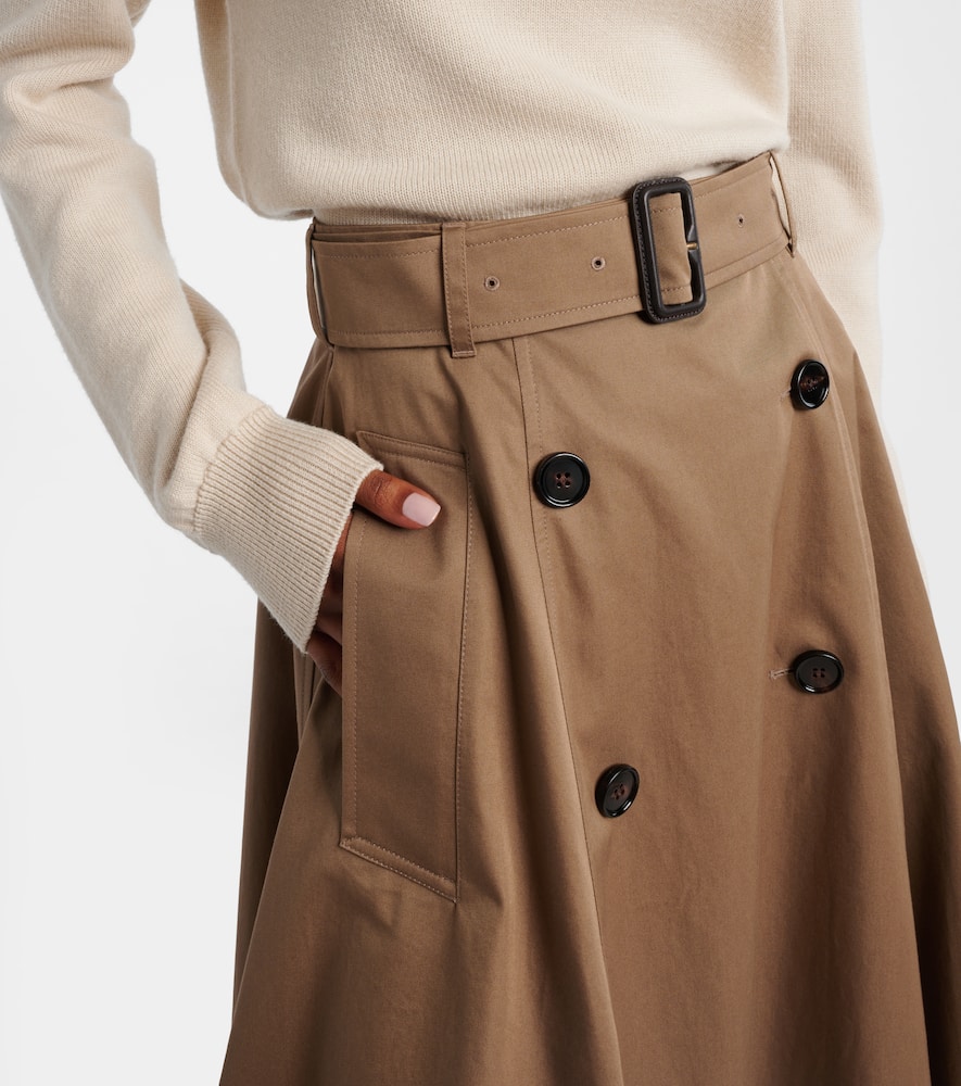 Burberry Beige Skirt With Adjustable Belt And Button Closure In Cotton Woman In Brown