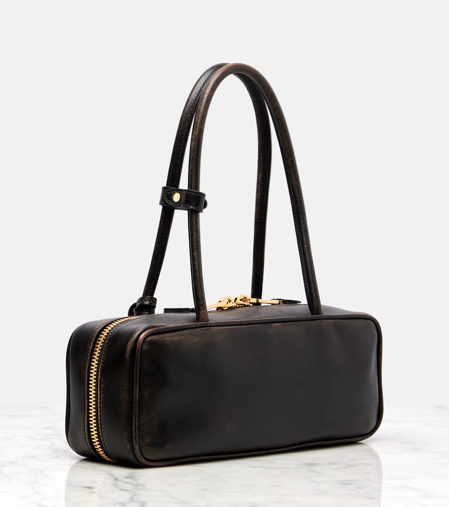 Miu Miu Beau Logo Leather Shoulder Bag In Brown