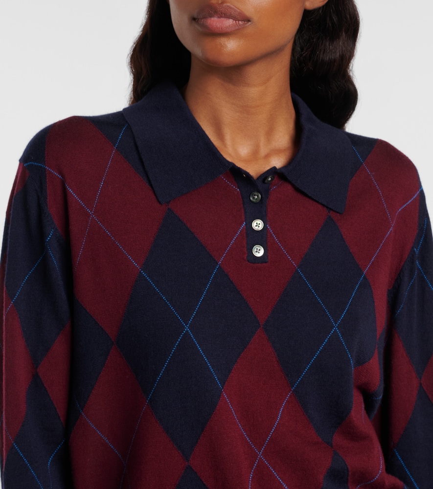  Leset Leset James Argyle Wool Polo Sweater 