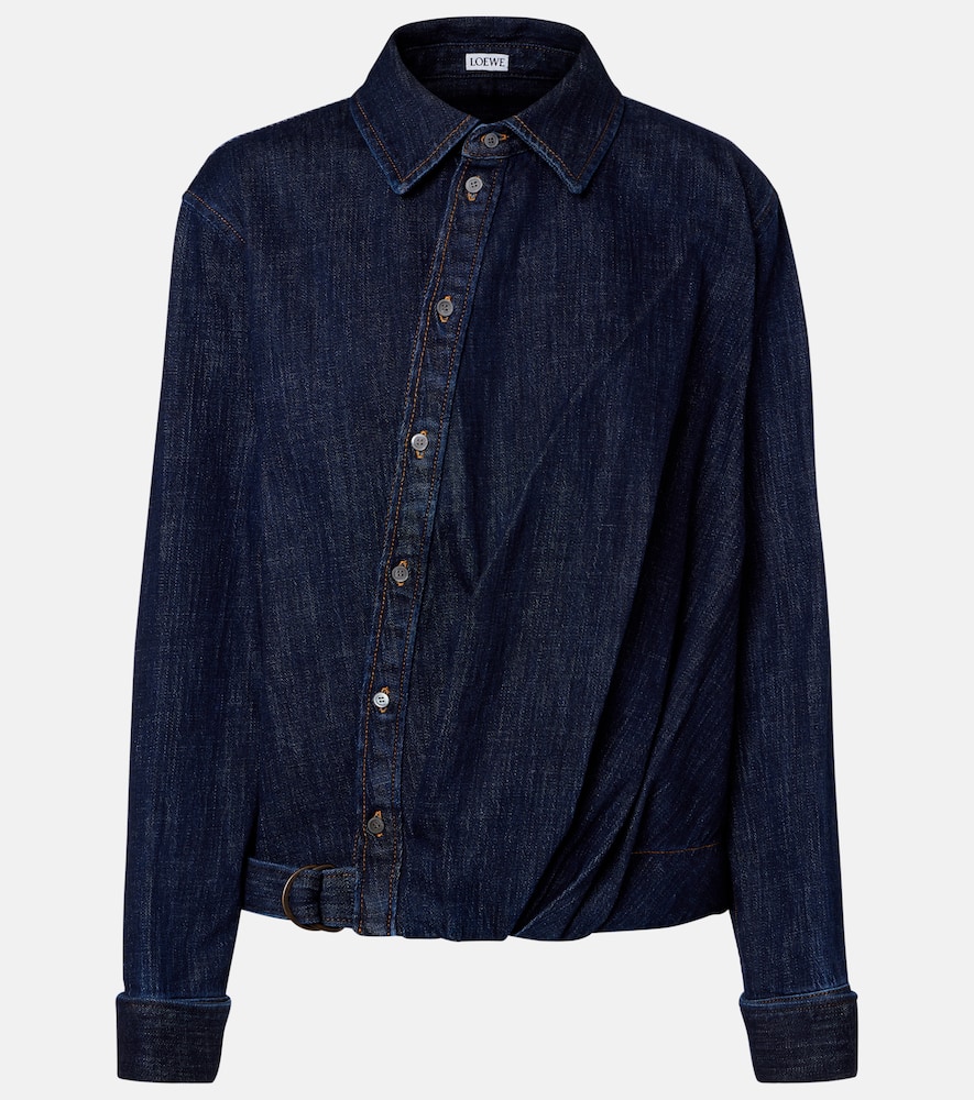 Loewe Gathered Denim Shirt In Blue