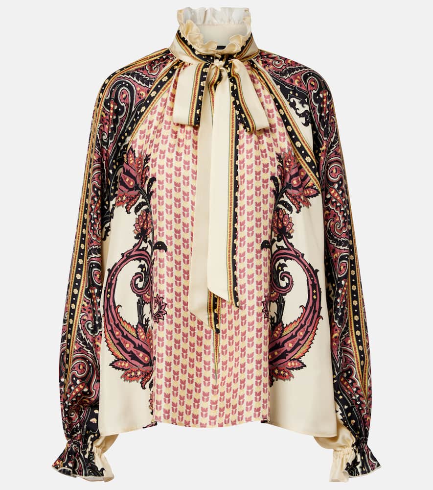 Etro Printed Silk Twill Blouse In Animal Print