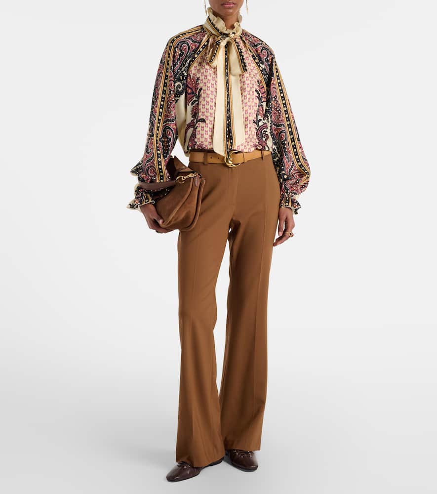 Etro Printed Silk Twill Blouse In Animal Print