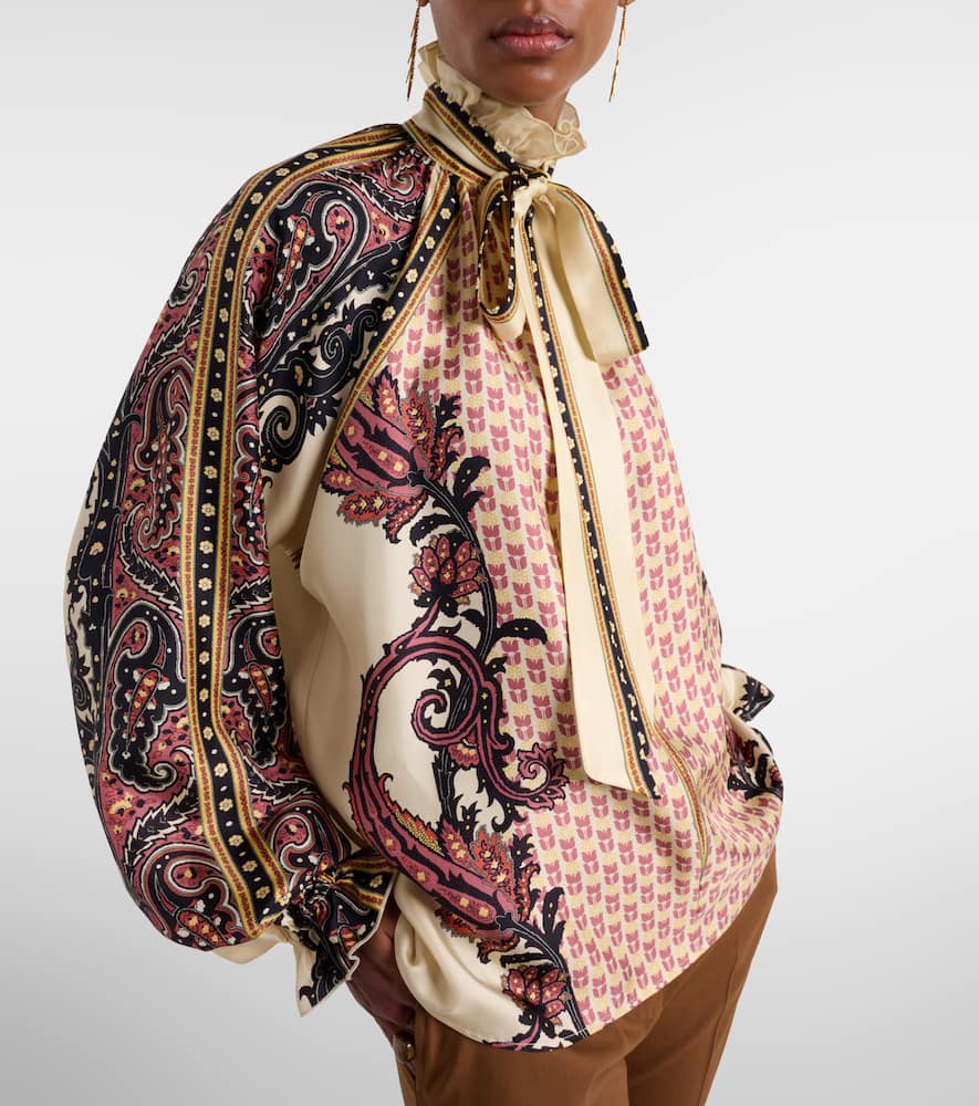 Etro Printed Silk Twill Blouse In Animal Print