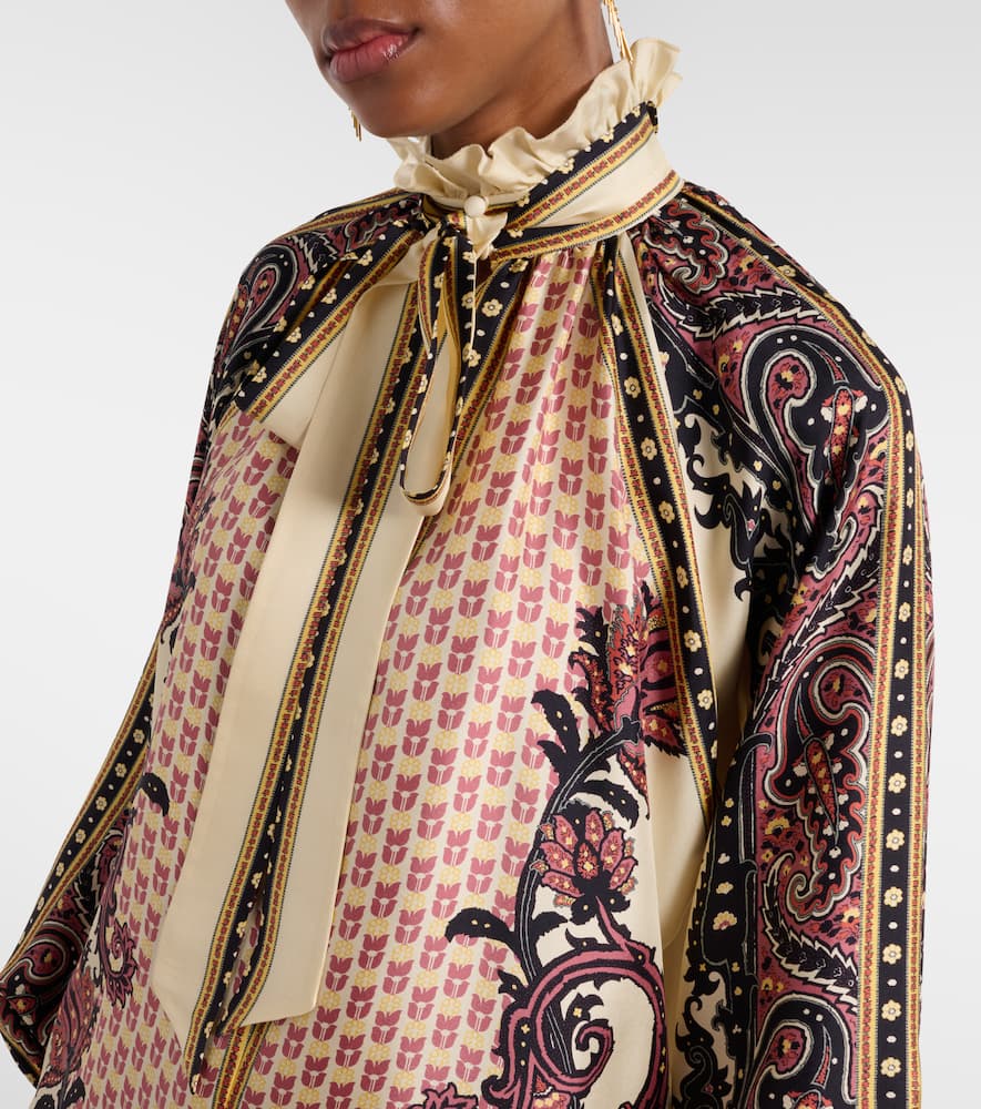 Etro Printed Silk Twill Blouse In Animal Print