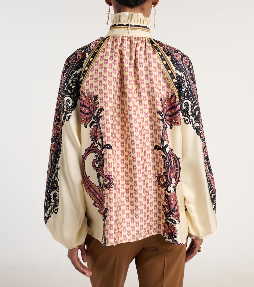 Etro Printed Silk Twill Blouse In Animal Print