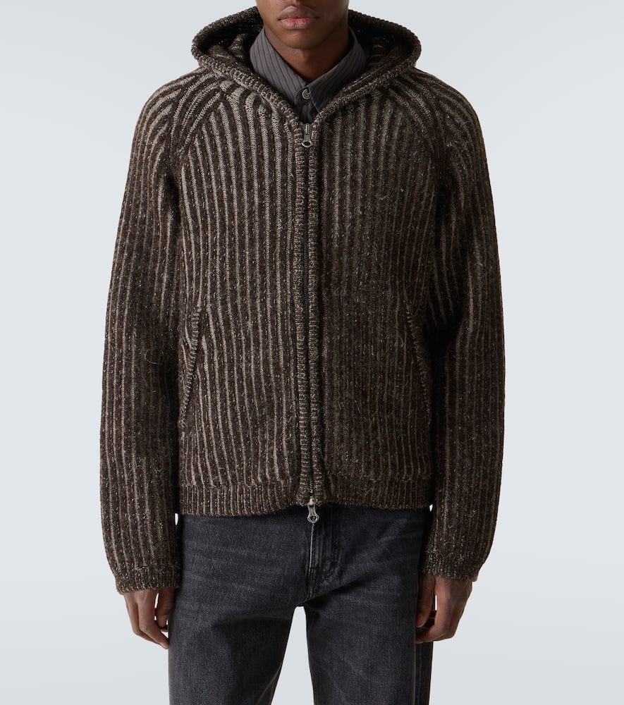 Our Legacy Level Ribbed-knit Wool Zip-up Hoodie In Black