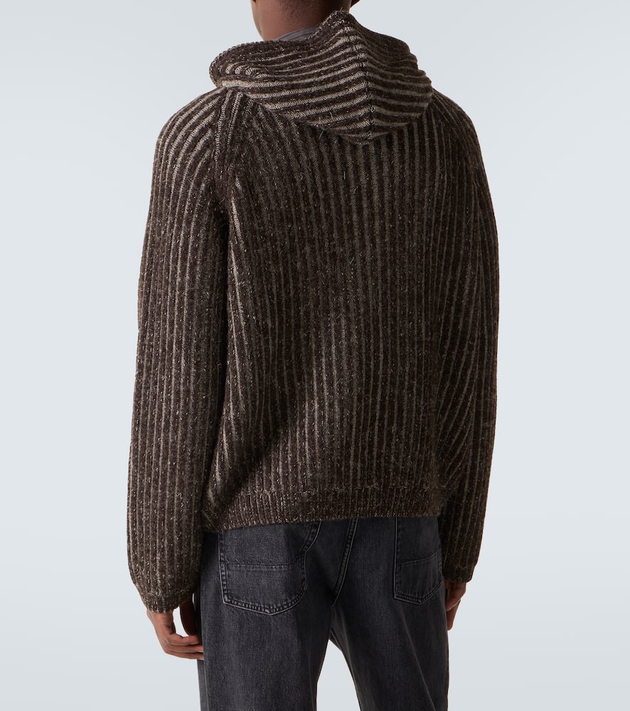 Our Legacy Level Ribbed-knit Wool Zip-up Hoodie In Black