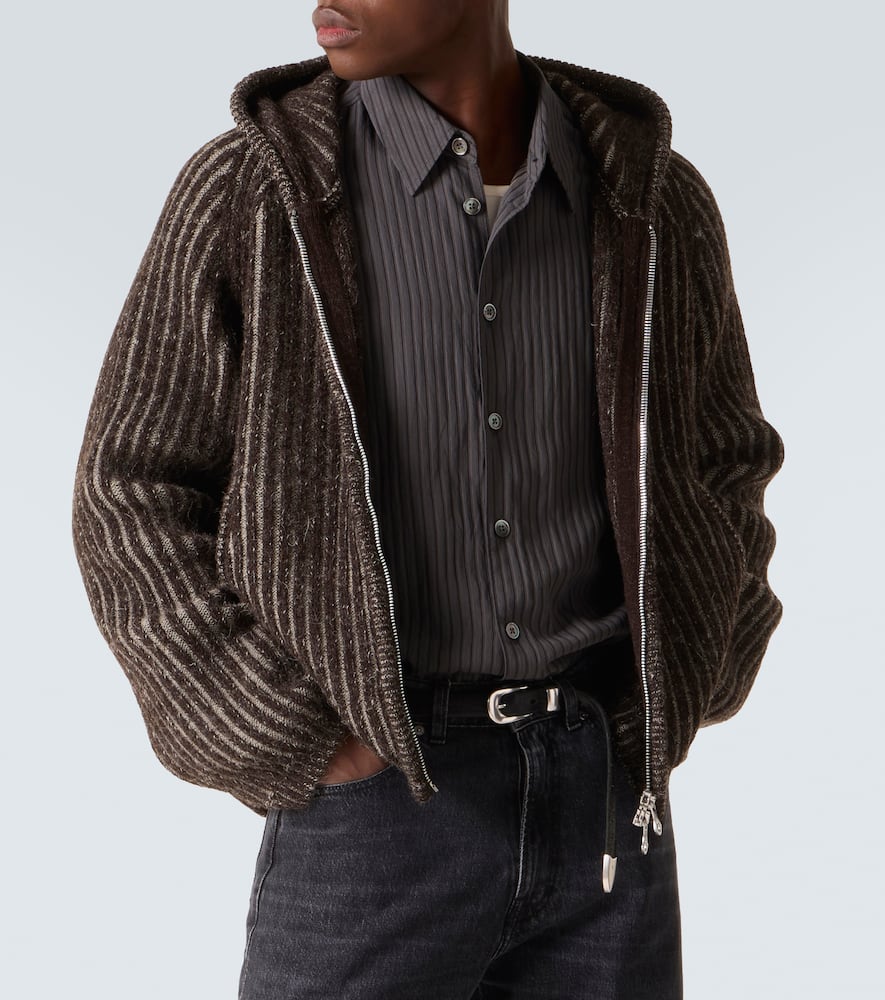 Our Legacy Level Ribbed-knit Wool Zip-up Hoodie In Black