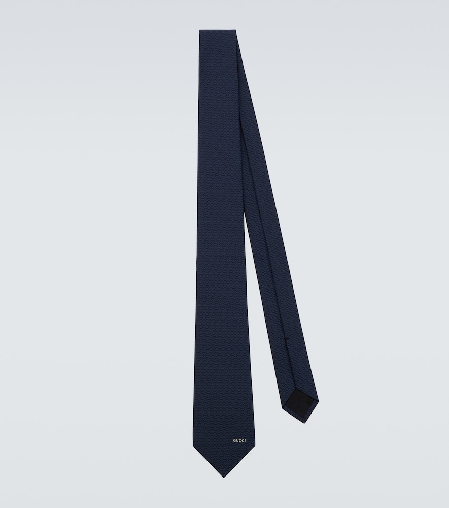 Gucci Men's Blue Horsebit Silk Jacquard Tie