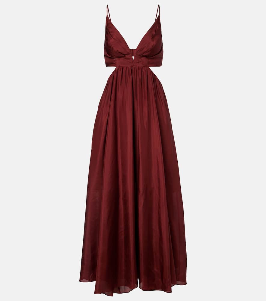 Zimmermann Wanderlust Cutout Silk Maxi Dress In Animal Print
