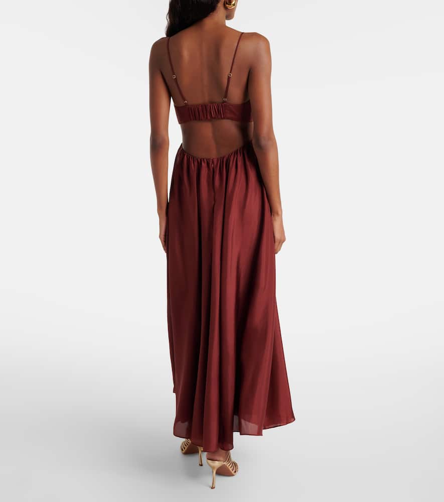 Zimmermann Wanderlust Cutout Silk-poplin Maxi Dress In Animal Print