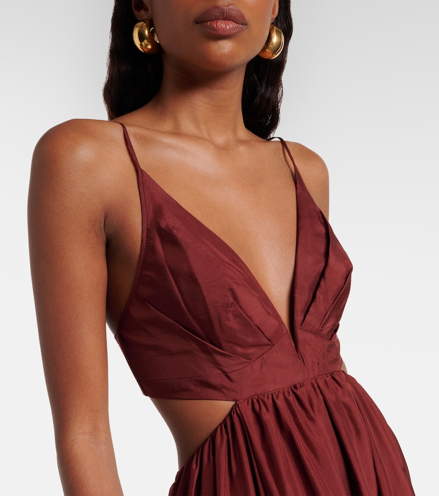 Zimmermann Wanderlust Cutout Silk-poplin Maxi Dress In Animal Print