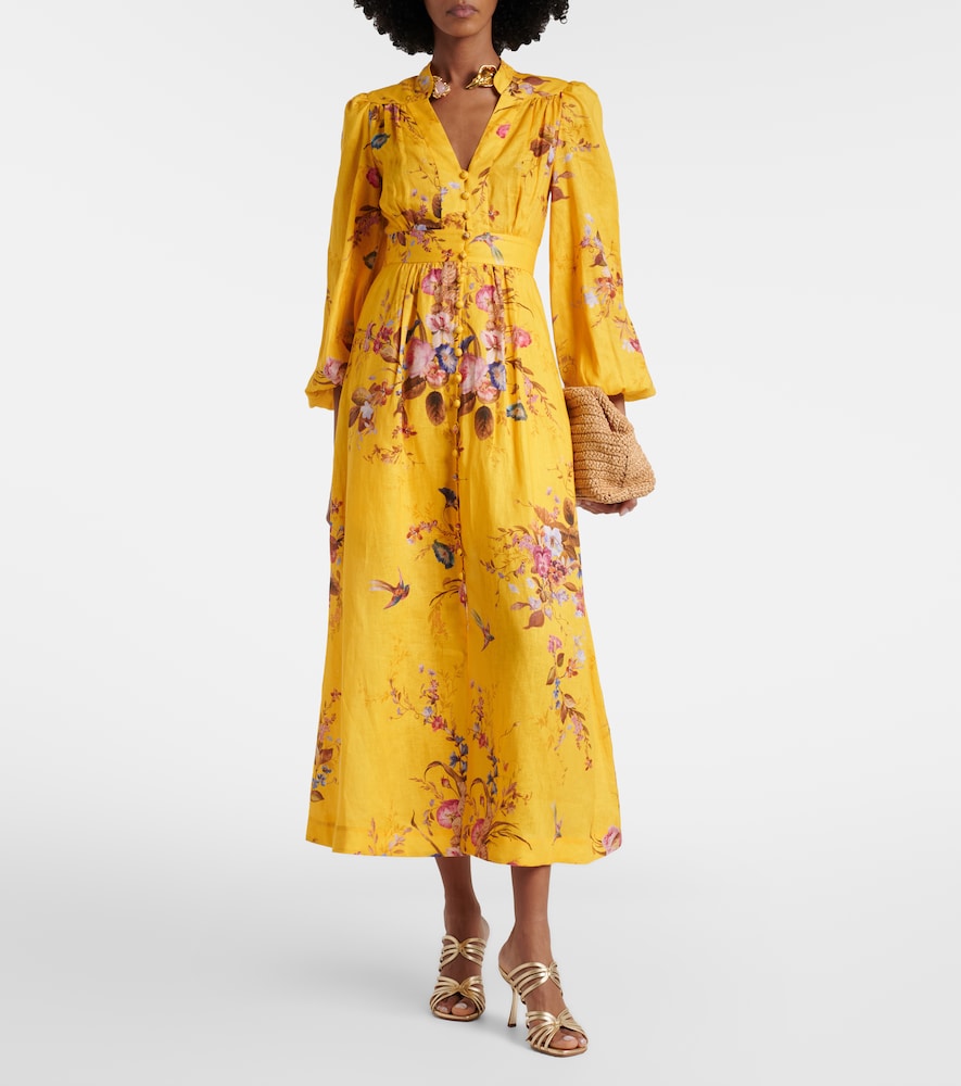 Zimmermann Floral linen midi dress