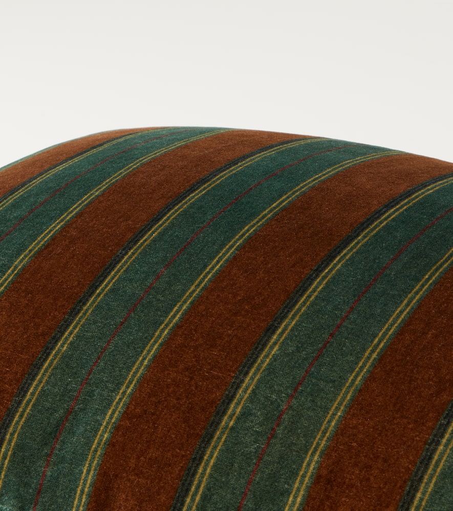 The House Of Lyria Gigliola Striped Cotton And Linen Cushion In Green