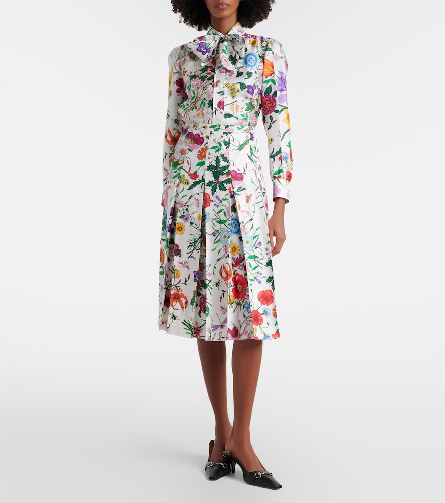 Gucci Floral tie-neck silk twill shirt