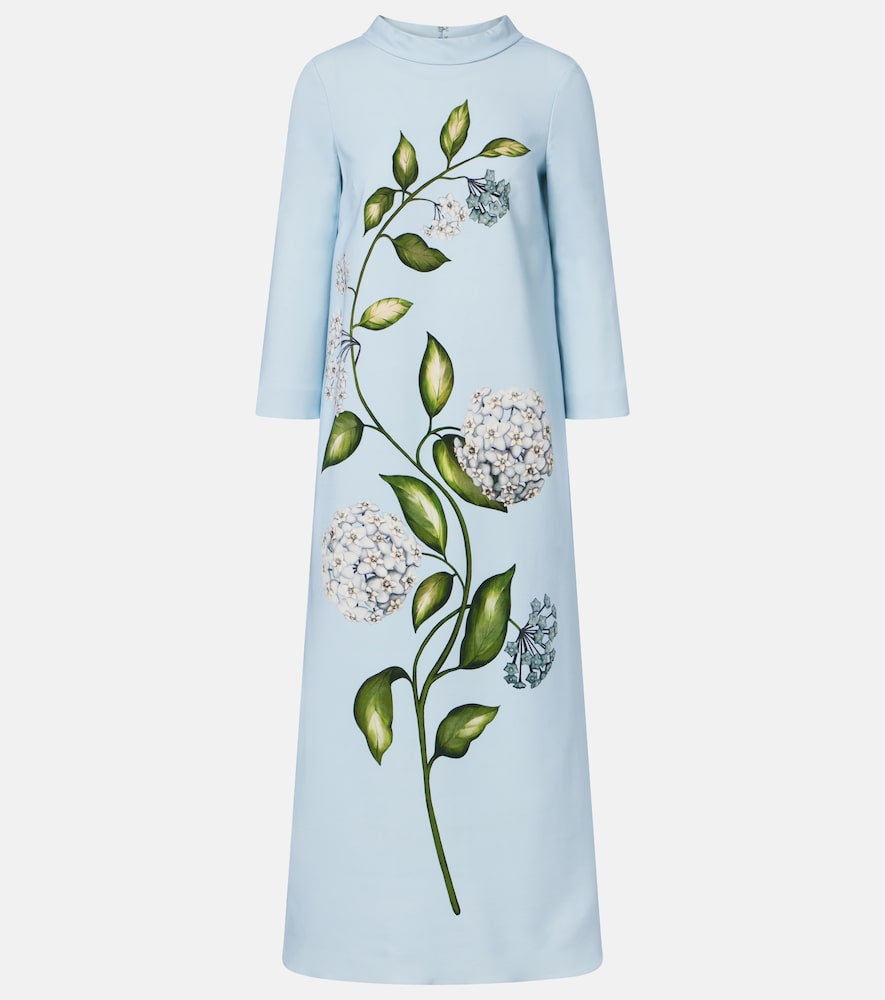 Oscar de la Renta Porcelain Flower wool-blend kaftan