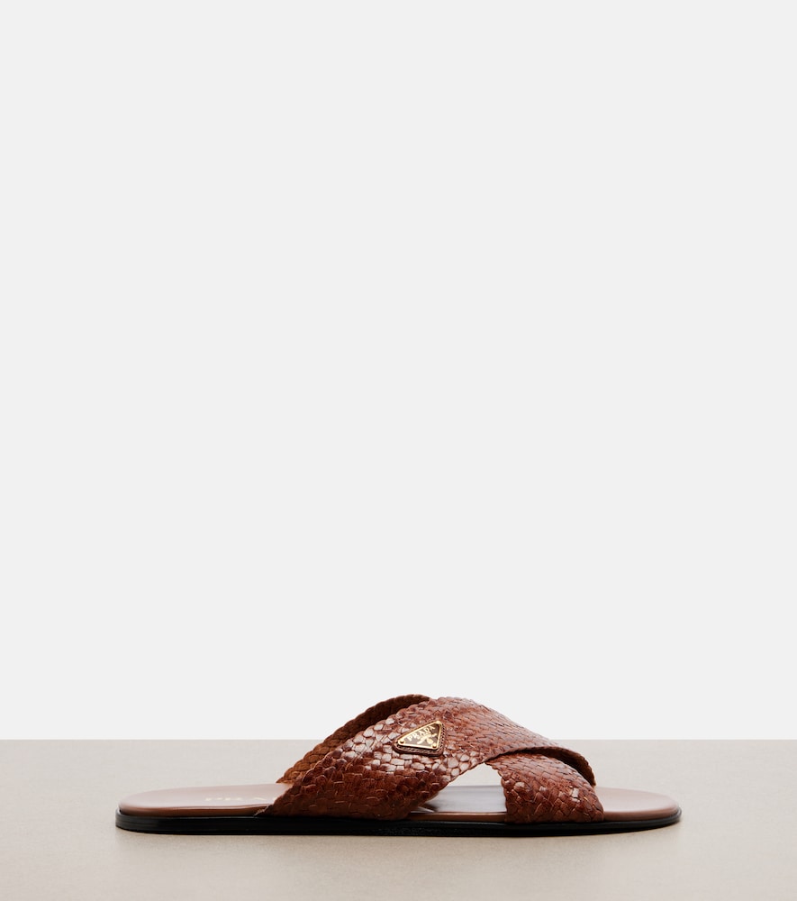  Prada Prada Woven Leather Slides 