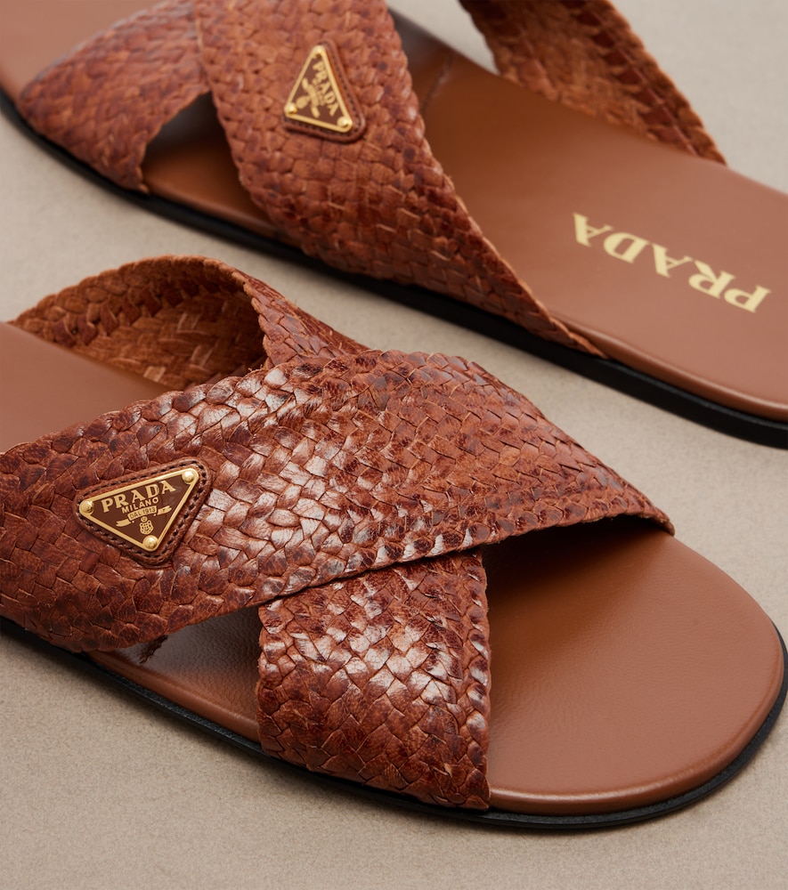  Prada Prada Woven Leather Slides 
