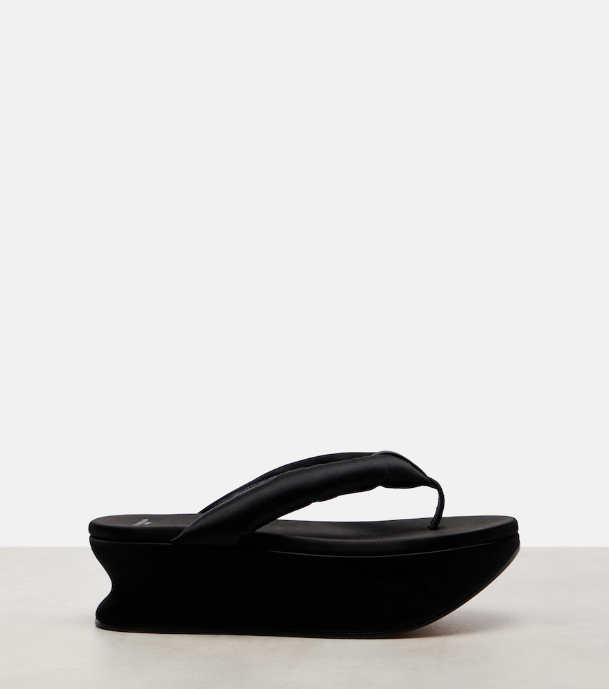 Gaeta Satin Wedge Thong Sandals