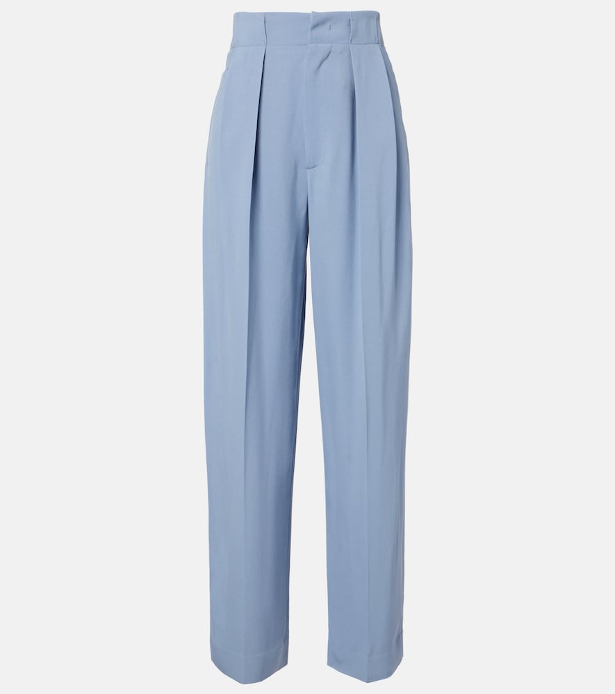 Victoria Beckham Women's Blue Pleated Tapered Pants UK Size 12 - Mytheresa