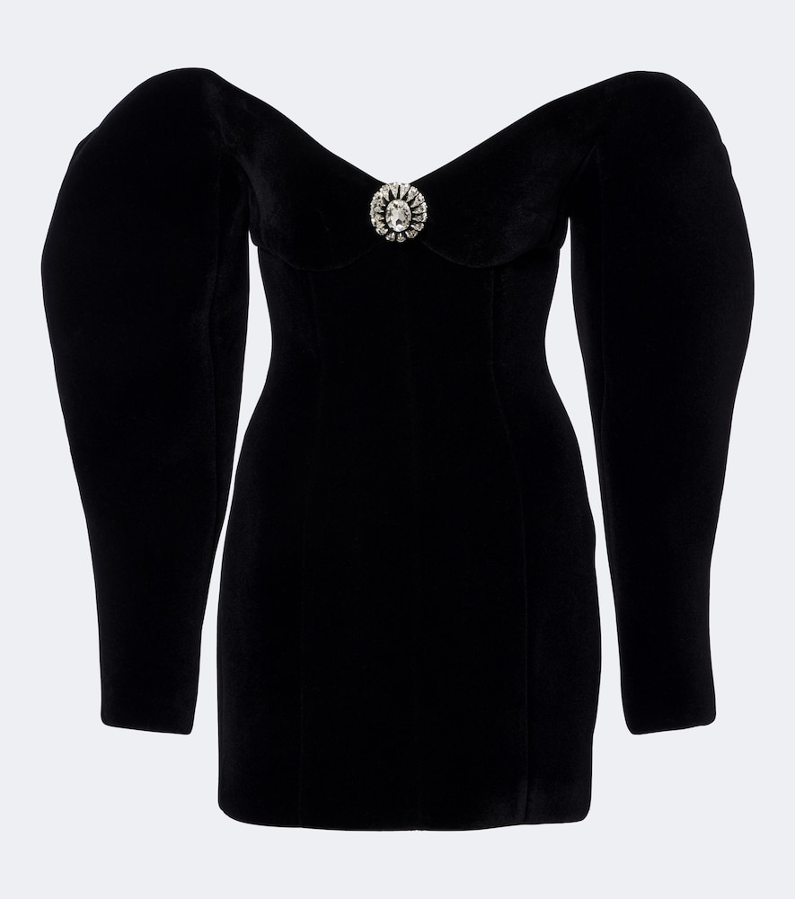 Off-Shoulder Minikleid aus Samt