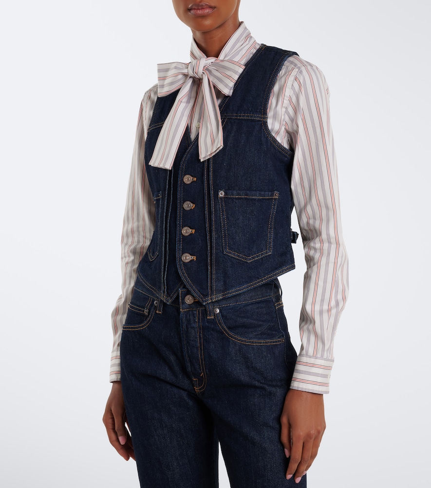 Polo Ralph Lauren Bow-Detail Striped Cotton Poplin Shirt