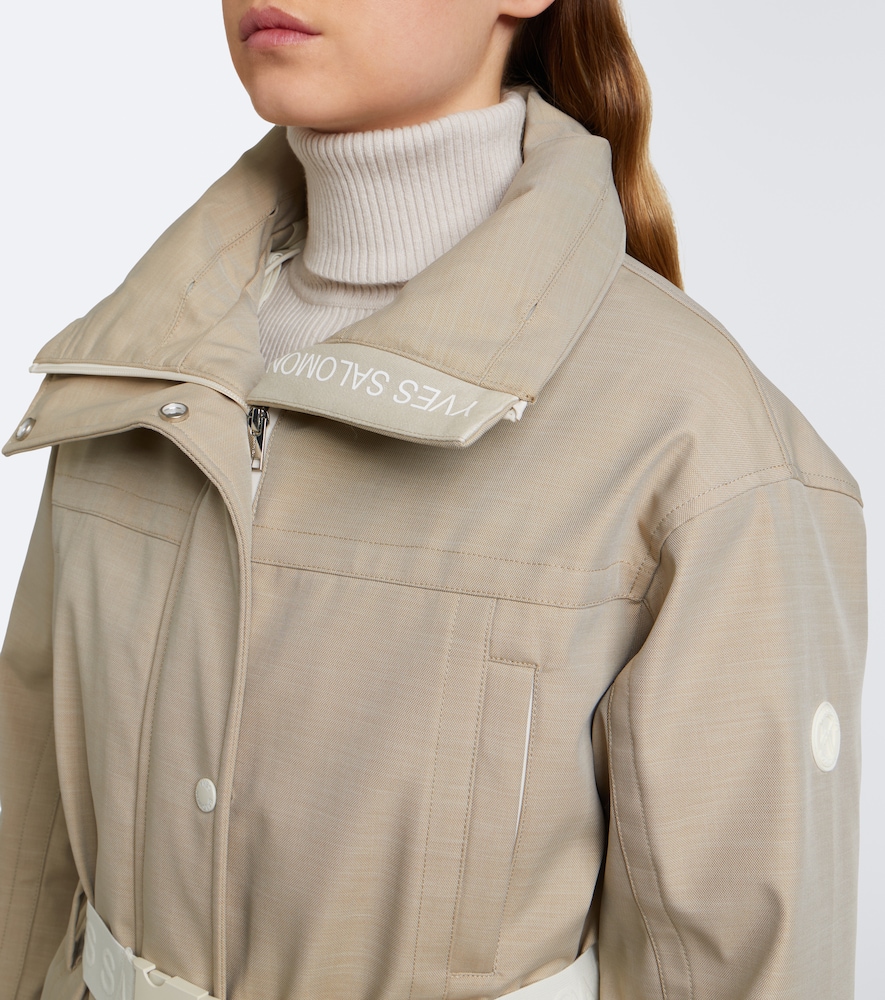 Belted Shearling-Trimmed Ski Jacket