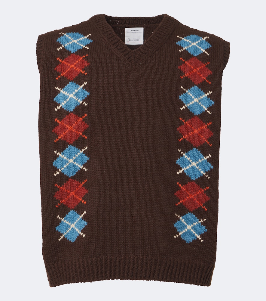 Visvim Diamante Wool And Cashmere Sweater Vest In Brown