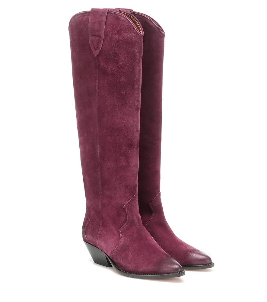 Click to view more detailed imagery on our partner's website Isabel Marant Denvee Suede Knee-High Boots In Red