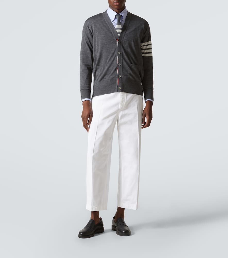 Shop Thom Browne 4-bar Wool Cardigan In Grey