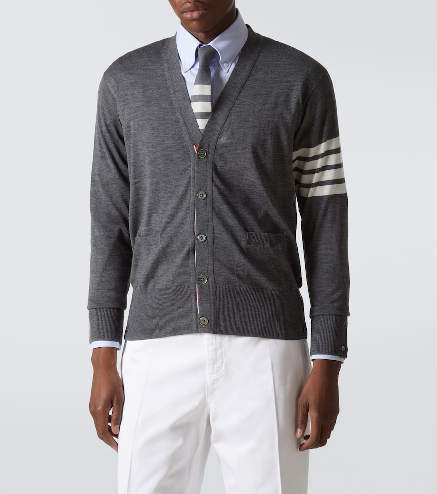 Shop Thom Browne 4-bar Wool Cardigan In Grey