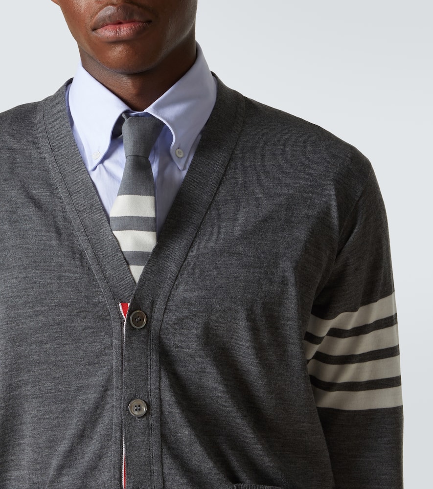 Shop Thom Browne 4-bar Wool Cardigan In Grey