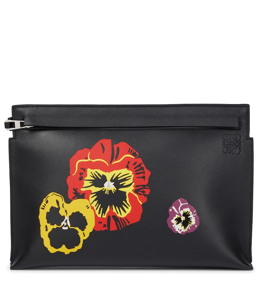 Click to view more detailed imagery on our partner's website Loewe T Pansies Leather Pouch In 1100 Black At Nordstrom