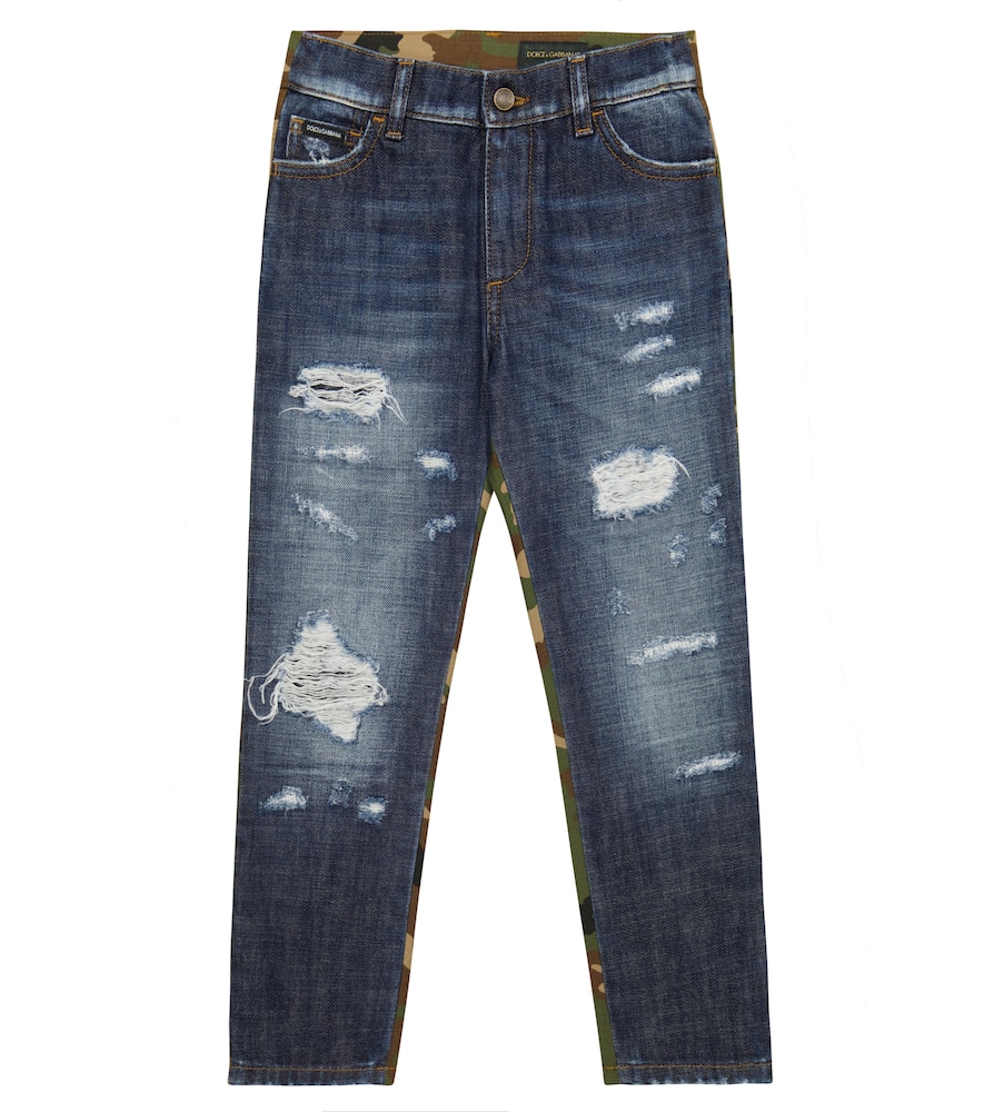 Dolce & Gabbana Kids Denim and camouflage pants
