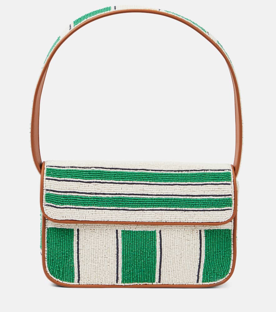 Staud Tommy striped beaded shoulder bag