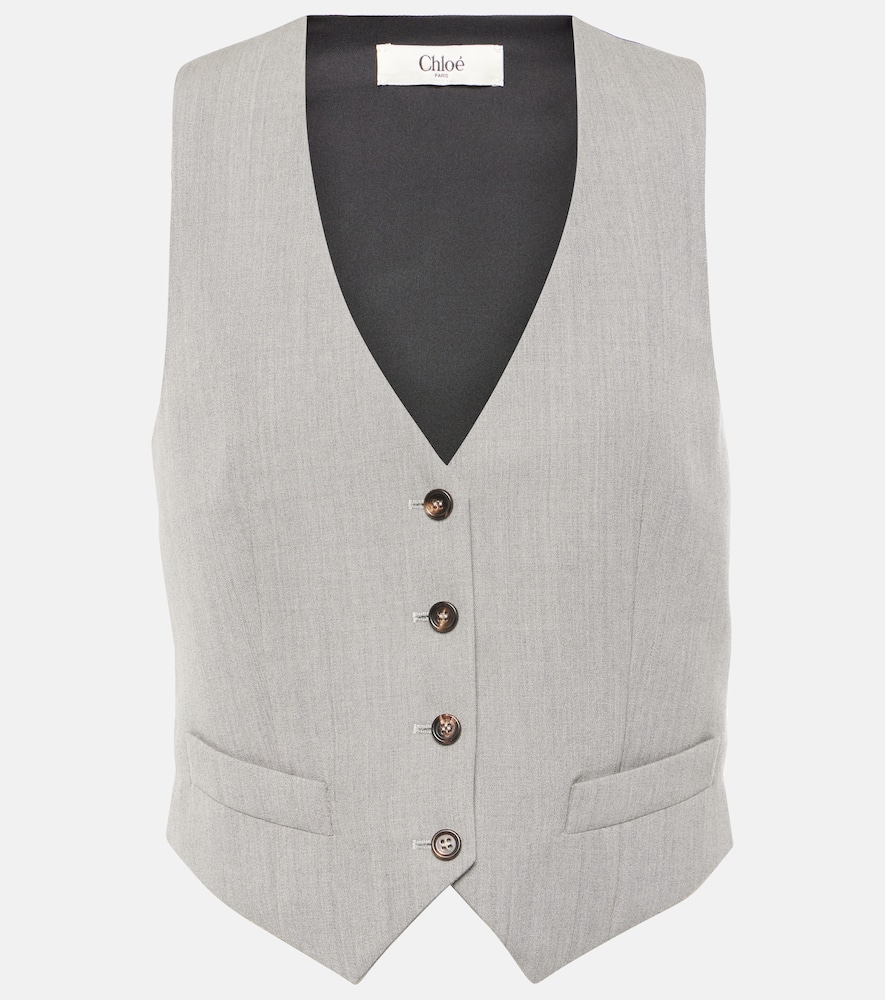 Chloé Woman Tailored Vest Grey Size 10 Virgin Wool In Grey