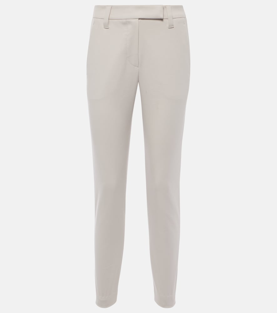 Brunello Cucinelli Women's White Cotton-Blend Slim Pants UK Size 16 - Mytheresa