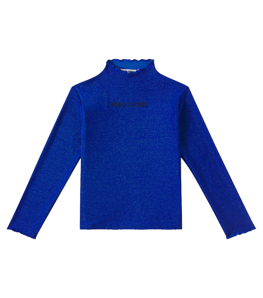 Bobo Choses Logo-print Metallic-thread Stretch-woven Top 4-11 Y In Blue