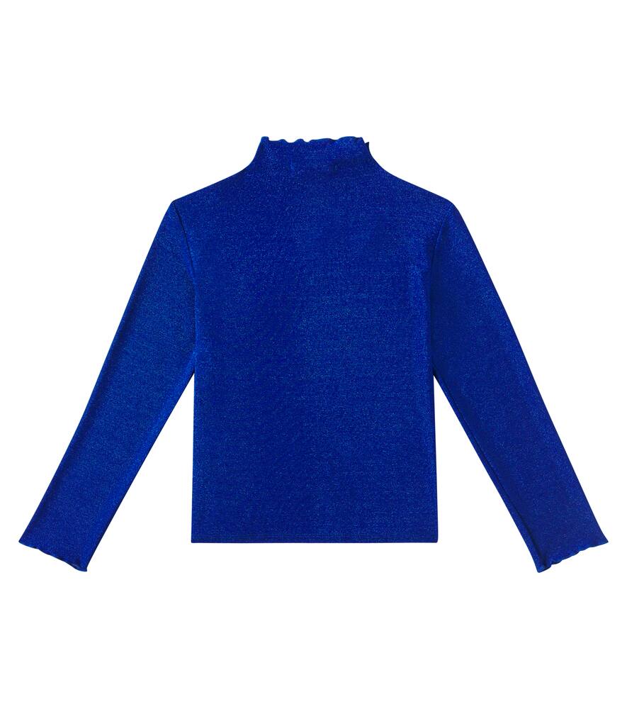 Bobo Choses Logo-print Metallic-thread Stretch-woven Top 4-11 Y In Blue