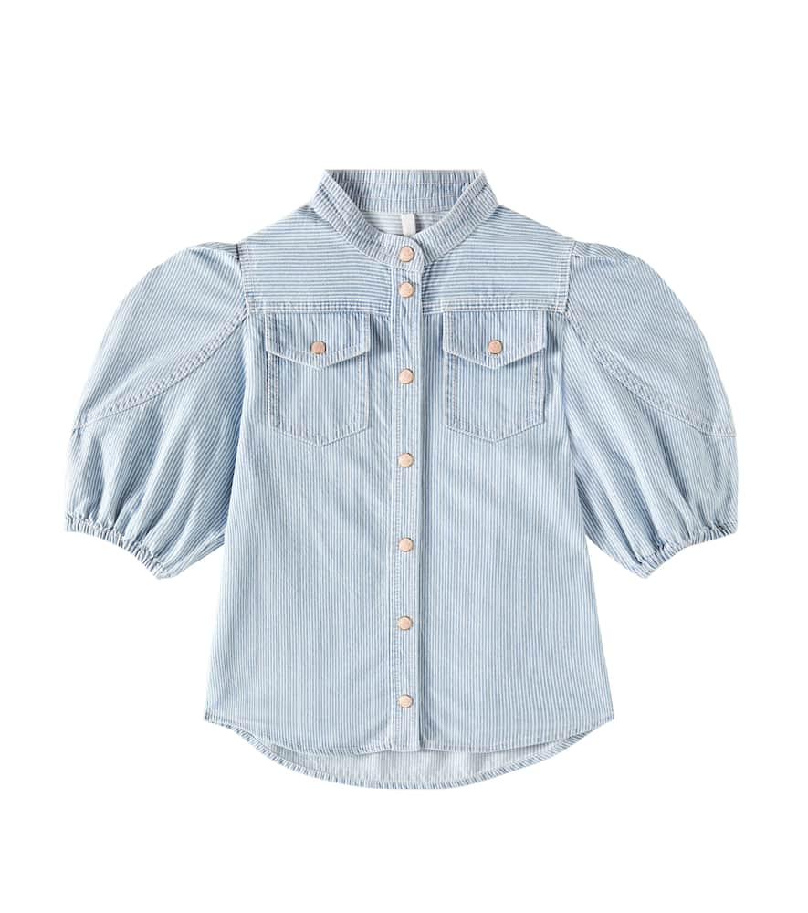 Zimmermann Wylie Utility Striped Denim Top In Ticking Stripe