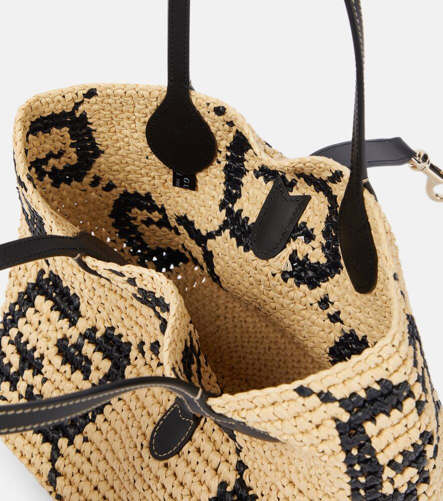 Gucci Summer Medium Leather-trimmed Basket Bag In Beige