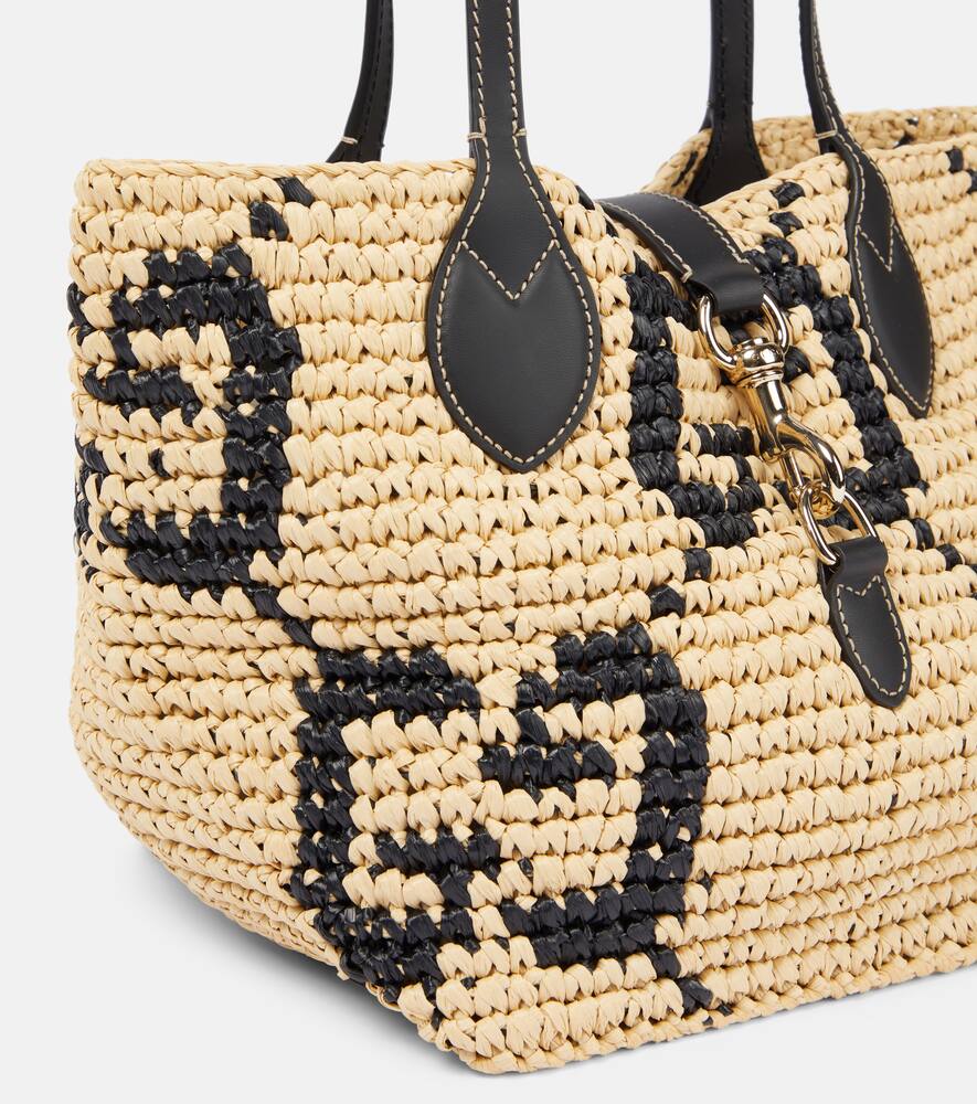 Gucci Summer Medium Leather-trimmed Basket Bag In Beige