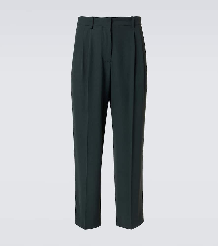 The Row Silas Wool Pleated Pants In Green