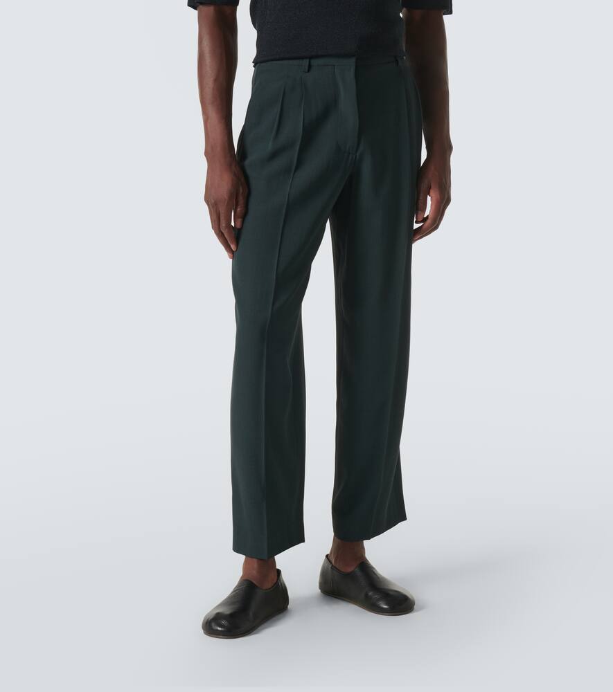 The Row Silas Wool Pleated Pants In Green