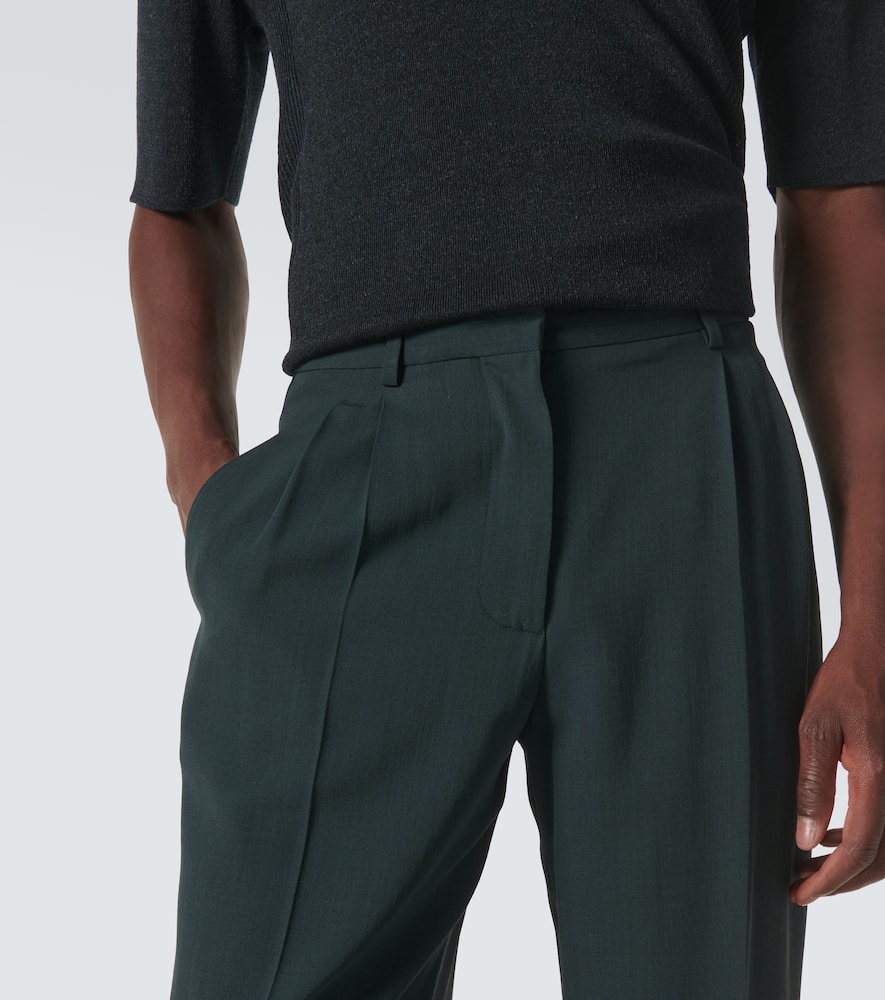 The Row Silas Wool Pleated Pants In Green