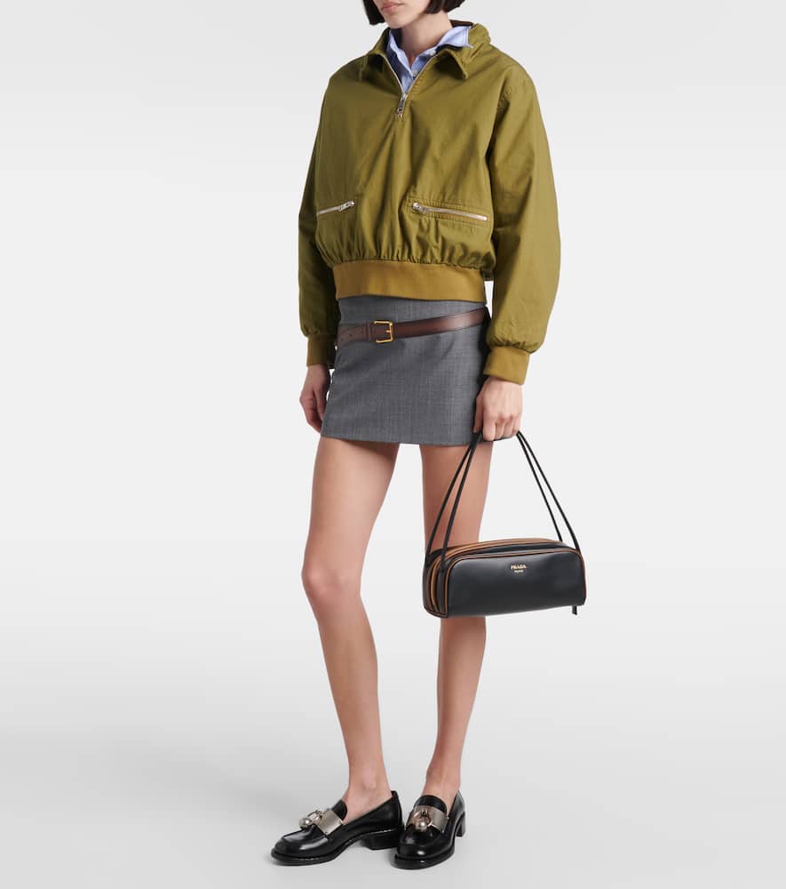Prada Women Black Leather Shoulder Bag